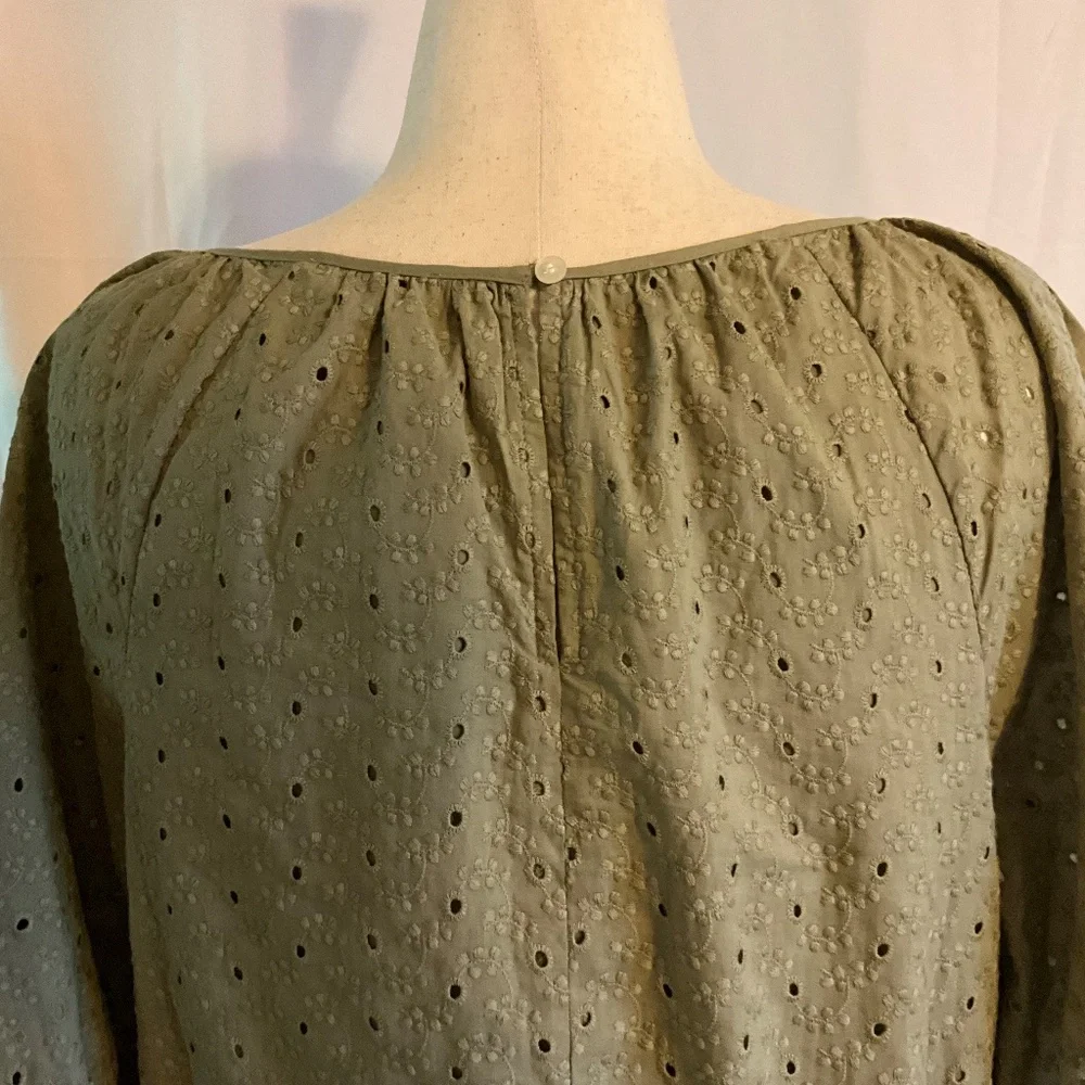 NWT Loft Outlet by Ann Taylor Dress XL Sage Green Eyelet - Picture 5 of 5